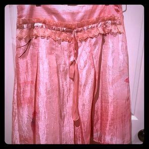 Cute pink crape like & lace fun flirted skirt
